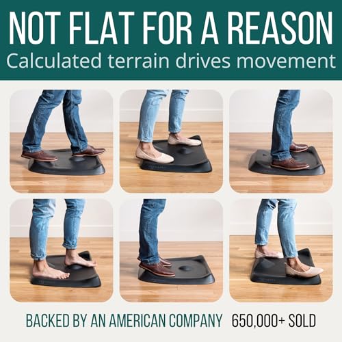 Ergodriven Topo Mini Standing Desk Mat – Obsidian Black, Ultra-Thick Anti-Fatigue Foam