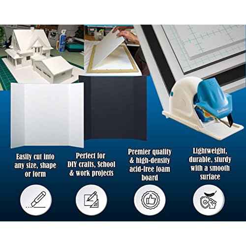 Foam Board 18x24 10PK Foam Core Boards 3/16 Thick Foam Poster Board White Foamboard 18x24 Large Acid Free Foamcore Sheets, Polystyrene Rigid Foamboard Large Foamcore Backing for Backdrop, Display