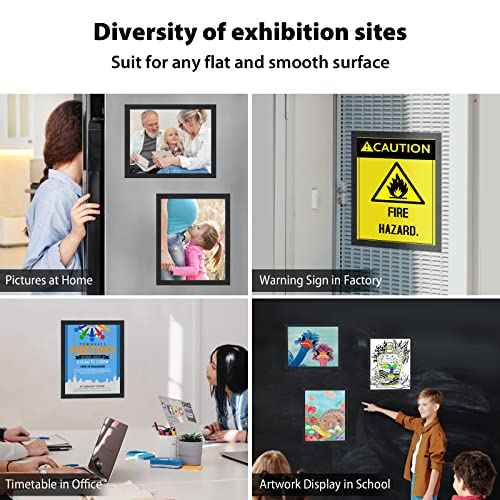 11"x 17" Self Adhesive Magnetic Sign Holder, Double Sided Window Magnetic Display Frame with Clear PVC and Strong Magnetic for Office/Home/Store/Door/Glass/Wall Display Frame(Black,10Pack)