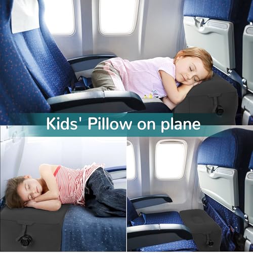RISEPRO Adjustable 3-Layer Inflatable Travel Foot Rest Pillow - Black, 1 pc