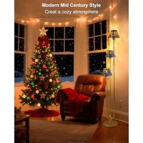 Lightdot Arc Floor Lamps for Living Room, Modern Standing Lamp with Hanging Drum Shade, Tall Standing Floor Lamp with Foot Switch, Over Couch Arched Reading Light for Bedroom, Office (Black)