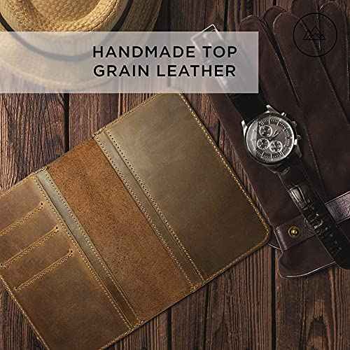 Jack's Point Leather Field Notes Cover for Memo - Pocket Sized Notebook, fits 3.5¡± x 5.5¡± Notebooks, Hand Stitched Brown Real Top Grain Leather, Multiple Pockets for Extra Functionality