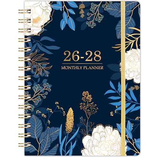 2026-2028 Monthly Planner/Calendar - 3 Year Monthly Planner 2026-2028, 6.3" x 8.4", Jan 2026 - Dec 2028, Months Tabs, Inner Pocket, Elastic Closure, Twin-Wire Binding