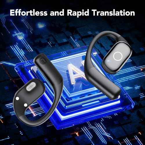 AI Translation Earbuds Real Time, 144 Language Translator Earbuds for iPhone and Android, 80H Playtime,3-in-1 Translation Headphones Translating Device, for Travel/Business/Meeting/Learning (Black)