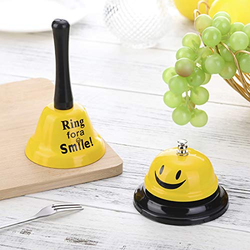 Hotop 2-Pack Service Call Bells - Yellow Smile Metal Hand & Desk Bells