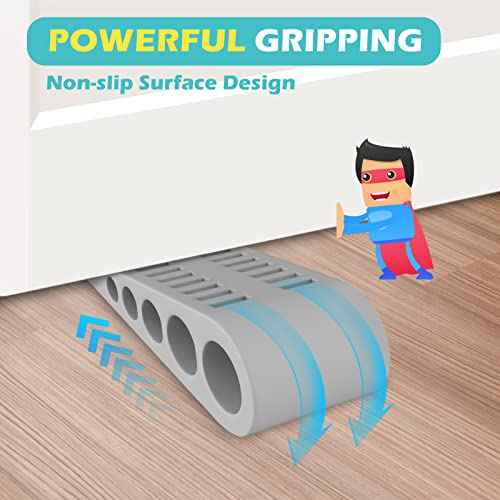 Door Stoppers for Bottom of Door - 8 Pack Rubber Security Wedge Stackable Heavy Duty Door Stop with Holder for Home Office Classroom on Carpet, Concrete, Linoleum & Wood House Warming Gifts New Home