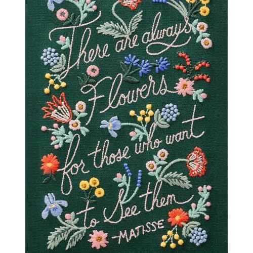 RIFLE PAPER CO. There Are Always Flowers Embroidered Journal | 240 Ruled Pages, Cloth Cover with Floral Embroidery & Grosgrain Ribbon Bookmark, Lay-Flat Binding, 8" L x 5.75" W
