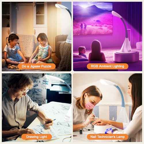 LED Touch Screen Control Desk Lamp, 50 Watt Smart Wireless Fast Charging, 360¡Æ Gooseneck Adjustment, 9Amplified Lighting Modes, 5 RGB Scents, Home Office, Reading, Architects Task Lamps
