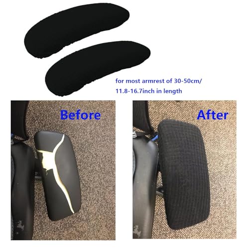 BAIDATONG Office Chair Arm Covers 2Pcs Set (Black, 10-13 to 2-4 inch) Elastic Arm Rest Covers