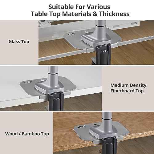 AVLT Adjustable Reinforcement Plate Bracket Mount for Fragile Tabletop - Supports Monitor Stand with C Clamp Or Grommet Installation - Gray