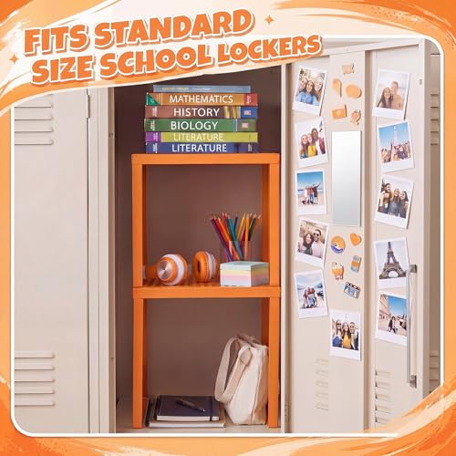 Colarr 2 Pcs Metal Locker Organizer Shelf Stackable 2-Tier, Orange