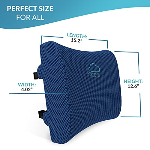 Modvel Lumbar Support Pillow for Office Desk Chair - Memory Foam Back Cushion (MV-101-BLUE)
