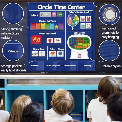 Classroom Circle Time Pocket Chart with Calendar & Weather Learning Center
