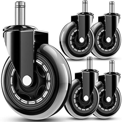 RidRed Transparent Office Chair Wheels - 3 Inch Replacement Rubber Casters, Heavy-Duty, Noise-Free, Universal Fit