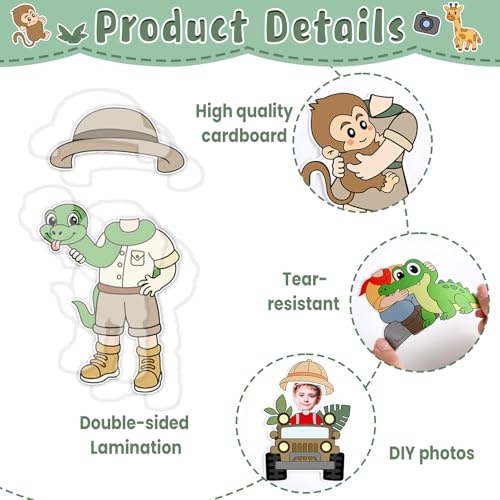 Party Greeting Jungle Safari Animals DIY Paper Cutouts - 60pcs Classroom Decor
