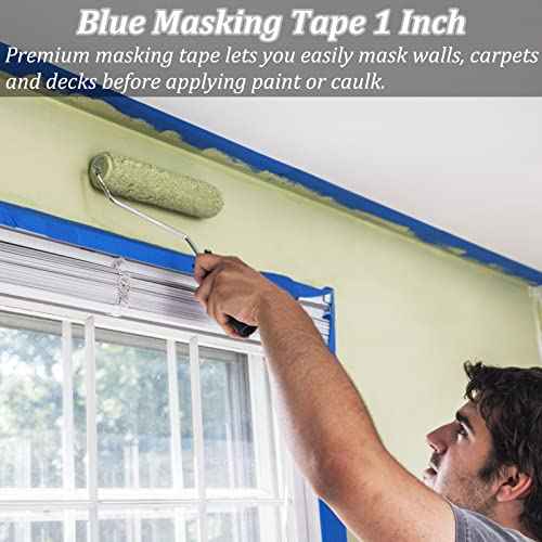 Premium Painters Tape, 10 Rolls Blue Tape Painters Masking Tape for Multi-Purpose, 601yds=10*0.94inch*60.1yds, Craft Adhesive Paint Tape for Walls, DIY Crafts Arts, Labeling, Decoration, Easy Removal