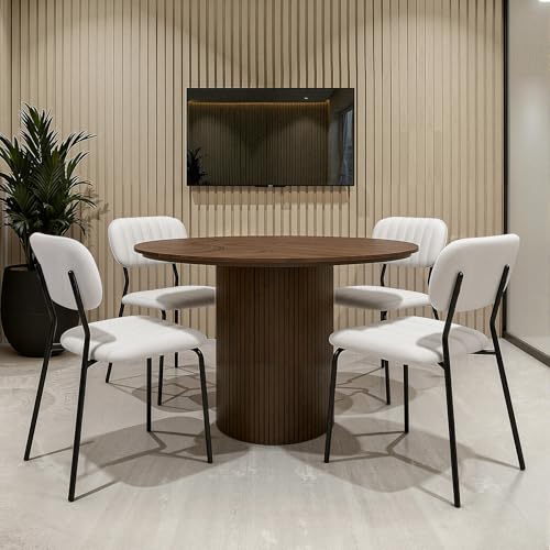 VINGLI White Stacking Dining Chair Set of 4 – Modern Padded Chrome Frame