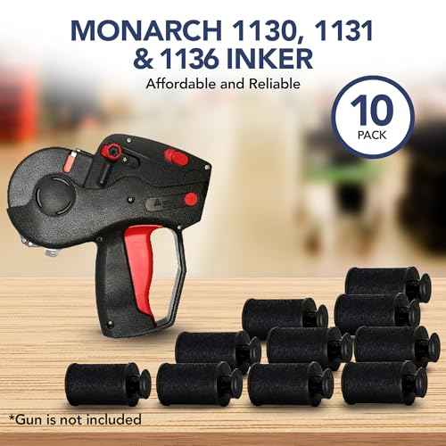 Perco Ink Roll for Monarch 1130, 1131 and 1136 Price and Date Guns - Pack of 10 Replacement Inkers for Monarch 1130, 1131 and 1136 Labelers - Easy to Load, Premium, Clear & Bold Prints - Made in USA