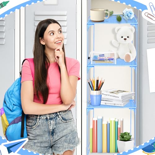 Demonwer Locker Organizer Shelf Blue Stackable Extra Storage Cabinet