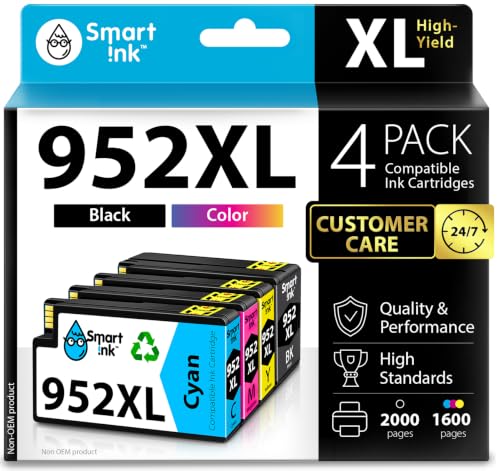 Smart Ink HP 952XL Compatible Ink Cartridges 4-Color Combo Pack for OfficeJet Pro