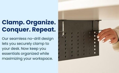 GAROOD Laptop Side Storage Vertical Laptop Stand Under Desktop Storage Clamp On Desk Shelf Hanging Desk Organizer Laptop Desktop Mount Side Table Organizer Caddy Book Caddy - One Tier Black