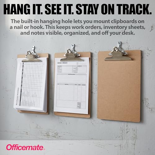 Officemate Recycled Wood Clipboards 3-Pack - Brown, 9x12.5", Rust-Resistant Clip