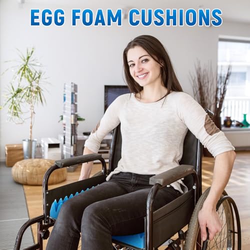Geiserailie 2 Pcs Egg Foam Pad Egg Chair Cushion to Relieve Back Foam Seat Cushion Chair Accessories Pad for Office Recliner Wheelchair Home Car (Blue)