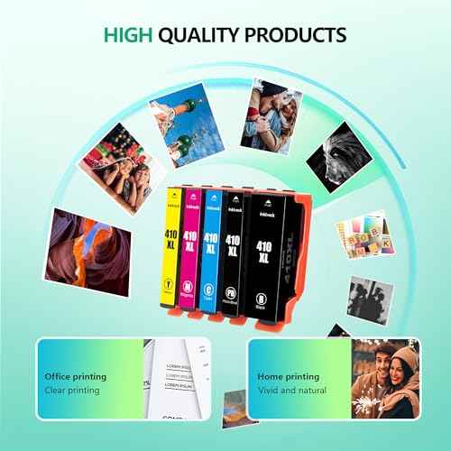 410XL Ink Cartridges 5 Pack Remanufactured for Epson 410 XL T410 T410XL Ink to use for Epson Expression XP-830 XP-7100 XP-640 XP-530 XP-630 XP-635 Printer(Black, Cyan, Magenta, Yellow, Photo Black)