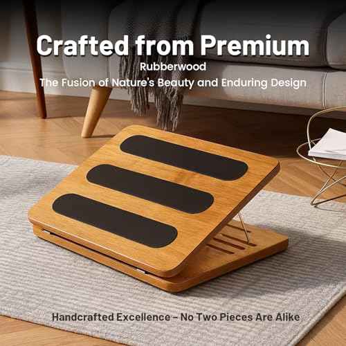 Foot Rest for Under Desk at Work - Wooden Adjustable Office Footrest with Foam Cushion Pad, 4 Heights & Ergonomic Anti-Slip Design for Home & Office (Natural)