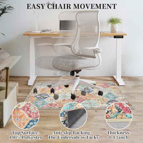 Office Chair Mats for Hardwood Floor, 48"X60" Desk Chair Mat for Hard Floor, Gaming Computer Chair Mat Office Rug for Rolling Chairs, Low Pile Carpet Under Chair Floor Protector, Orange