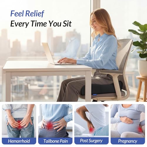 Donut Tailbone Pillow 6-Inch Memory Foam Sedentary Cushion for Sciatica & Postpartum Relief