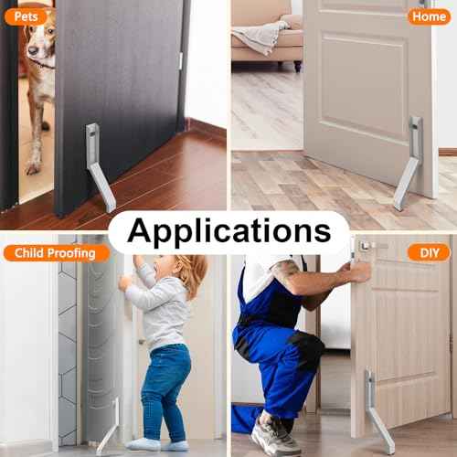 Door Stop, No Drilling Door Stoppers to Keep Door Open, Easy Pedal Kick Down Door Holder, Bottom of Door (White x 2 Pack)