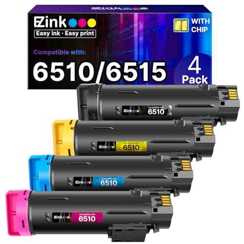 E-Z Ink Toner Cartridge 6510 106r03474 106r03477 106r03478 106r03480 106r03479 Compatible Replacement for Xerox 6515 Toner High Yield to Use with Xerox Phaser 6510 WorkCentre 6515 Printer (4 Pack)