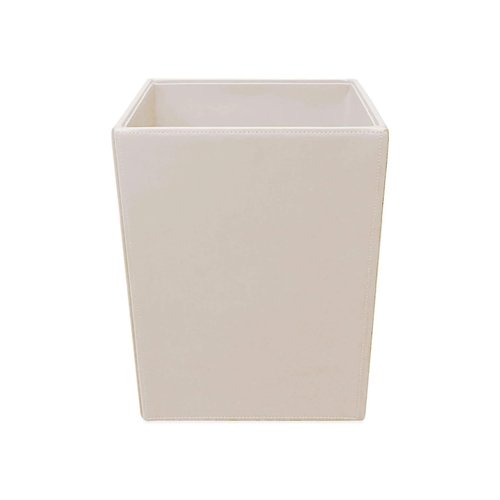 Dacasso Bonded Leather Waste Basket - Luxury Waste Basket (White Latte, 14 QT)