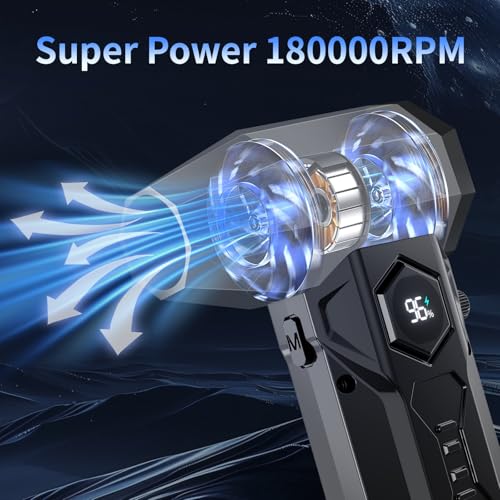 Compressed Air Duster, 180000RPM Electric Air Duster with Vacuum, Rechargeable Cordless Air Blower Cleaning Kit with Brushless Motor for Computer Keyboard Home Car Outdoor Dust Removal