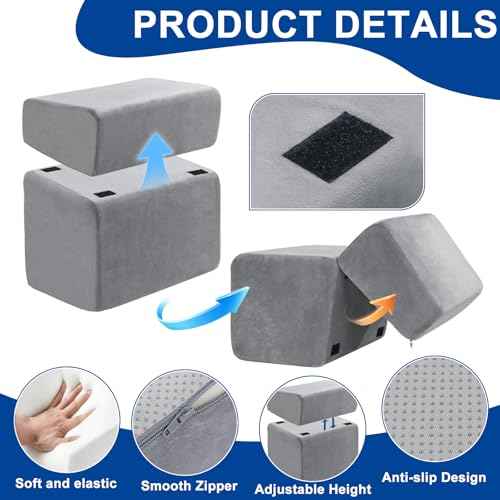 Adjustable Foot Rest for Under Desk at Work - 3 Height Ergonomic Footrest, 17x11 Inch Office Foot Stool, Soft Velvet Cushion, Non-Slip Base for Home & Office - 100% Memory Foam Filling