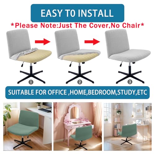 Green Criss Cross Elastic Armless Chair Slipcover - Vanity/Makeup Chair Cover