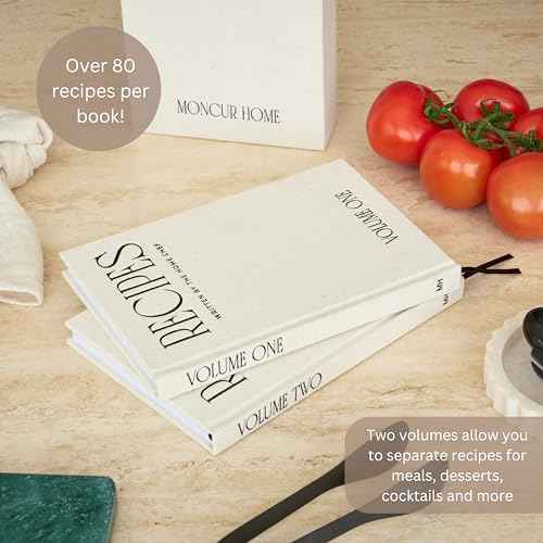 Recipe Book To Write In Your Own Recipes Set of 2 Blank Recipe Book Linen Beige with 2 Sticker Sheets Recipe Notebook Cookbook Recipe Journal Chef Gifts Make Your Own Notebook