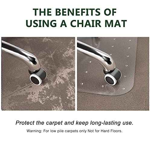 FuturHydro Office Chair Mat for Low Pile Carpet, 48" x 36" Clear Computer Desk Chair Mats for Carpeted Floors, Easy Glide Rolling Plastic Floor Mat (with Lip)