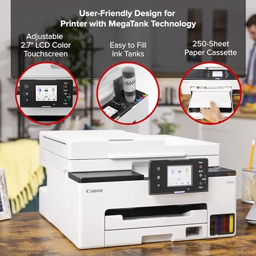 Canon Megatank GX2020 All-in-One Wireless Supertank [Megatank] Printer | Print, Copy and Scan| Mobile Printing |2.7" LCD Color Touchscreen | Auto Document Feeder and Auto Duplex Printing