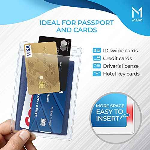 Mata1-USA Extra-Thick Plastic X-Large Vertical Card Protector (Clear, 4x6 Inch, 250 Pack), Large Size No Zipper ID Passport Holder