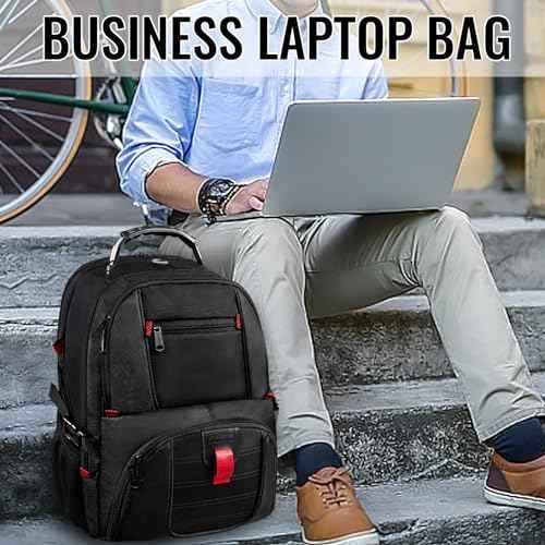 YOREPEK Large Backpack for Men, Extra Large Laptop Backpacks for Men Women, Water Resistant Travel Backpack Airline Approved Business Work Bag with USB Charging Port Fits 17 Inch Computer, Black