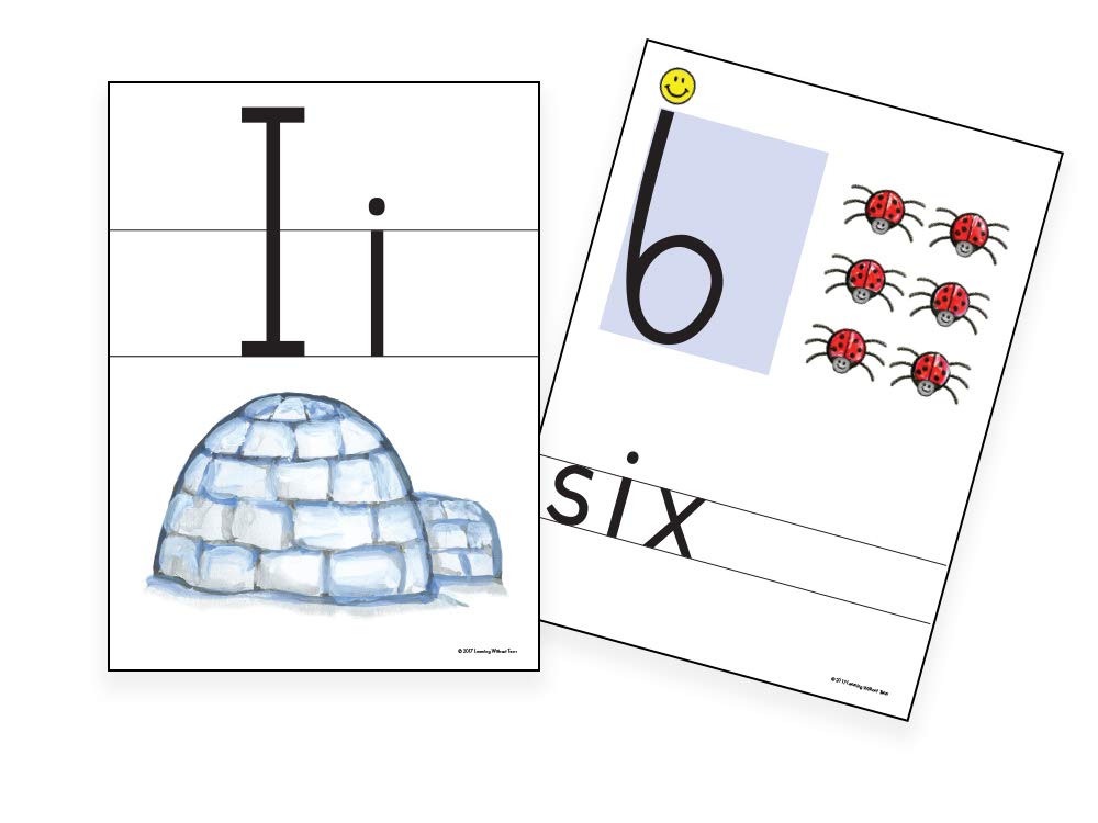 Learning Without Tears,Color Print & Number Cards, Age 5+, Kindergarten+, Handwriting Without Tears, 8.5"x11" Color Alphabet Cards, Letters & Pictures, School & Home
