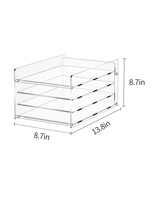 4 Tier Acrylic Paper Organizer for Desk, Paper File Tray Organizer Storage, Office Paper Organizer, Clear