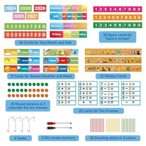 Pocket Chart for Classroom,Toddler Preschool Classroom Math Calendar,Circle Time Learning Center,Math Manipulatives,Addition and Subtraction Games,Homeschool Supplies,Classroom Must Haves