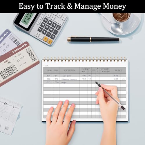 HAUTOCO Black Check Register, 8.4 x 6.2in, 100 Pages, Personal/Small Business Ledger