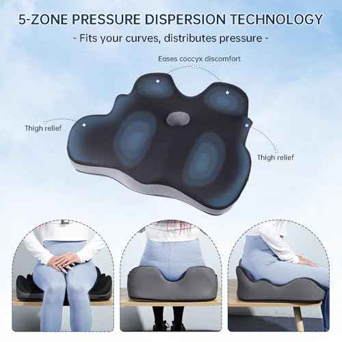 Seat Cushion, X-Large Memory Foam Office Chair Cushion, for Pressure Relief Sciatica & Pain Relief for Long Sitting Hours on Office/Home Chair, Car, Wheelchair