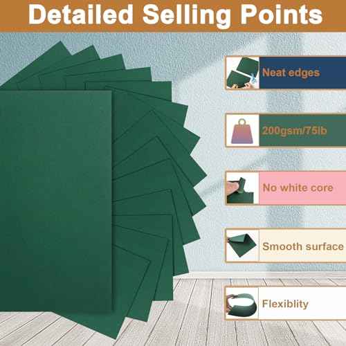 40 Sheets Dark Green Cardstock 8.5 x 11 Crafts Paper, 200gsm/75lb Premium Christmas Green Card Stock for Cards Making, Greeting Cards, School, Menus, Birthday Decorations, Office