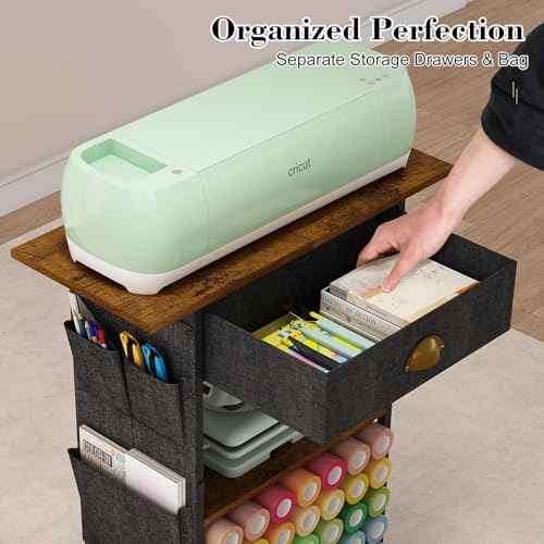 Craft Organizers and Storage Cart: Craft Room Cart for Organizing Cutting Accessories and Machine, Vinyl Roll Storage and Organization Holder, Heat Press Stand Table with Wheels
