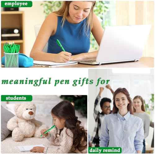 Cholemy 500 Pcs Suicide Prevention Awareness Ballpoint Pens Mental Health Awareness Items Green Ribbon Retractable Pens Bulk Black Ink for School Charity Office Therapist